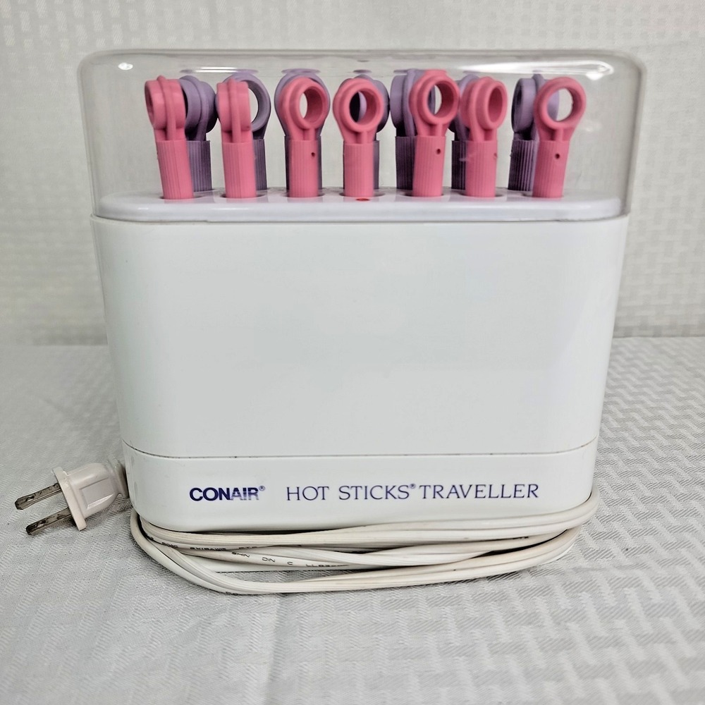 Vintage Conair Hot Sticks Traveller HS18 Heated Hair Rollers Curling Set Tested